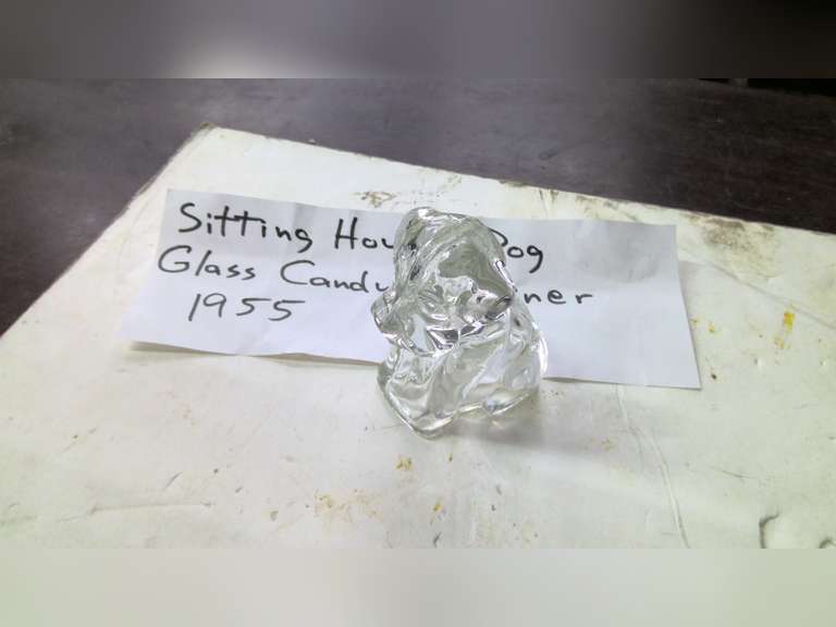 ANTIQUE GLASS CANDY CONTINER 1955