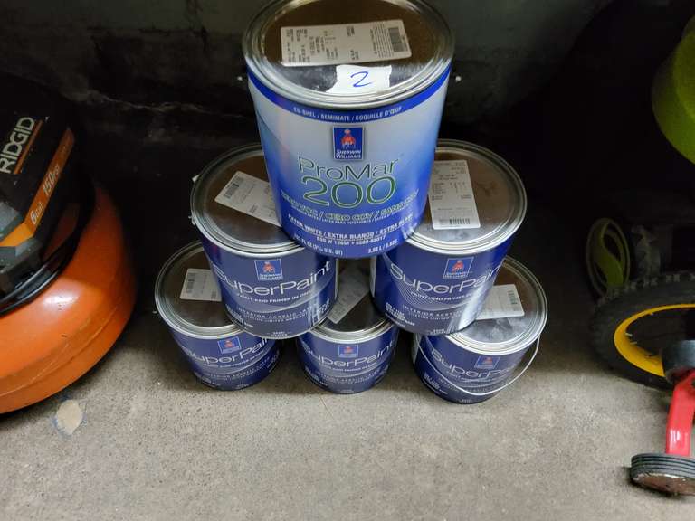 RIDGID AIR COMPRESSOR, 6 GALLONS NEW PAINT, FLOORING AND MORE!