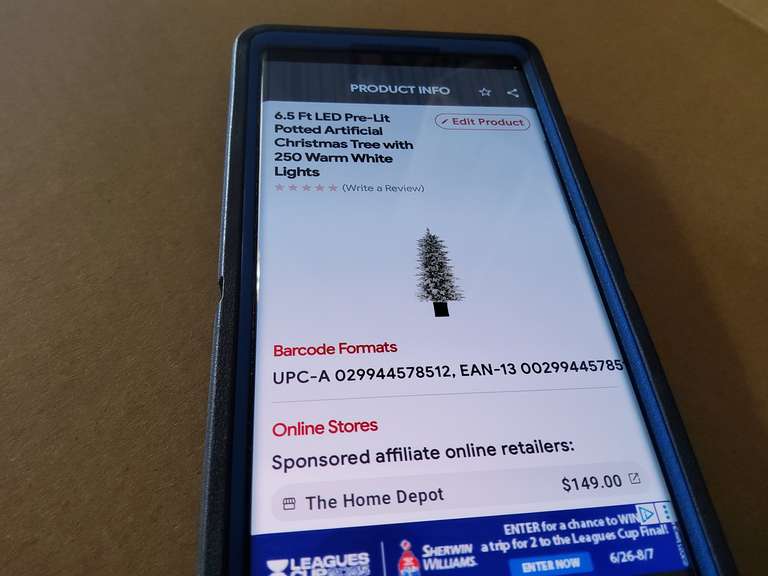 NEW CHRISTMAS TREE IN BOX, KIND WITH SNOW
