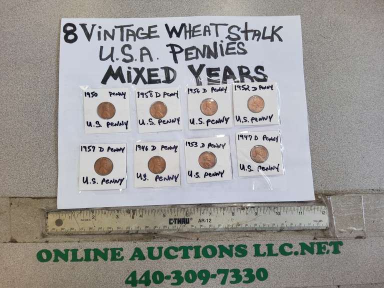 8 VINTAGE WHEAT PENNIES