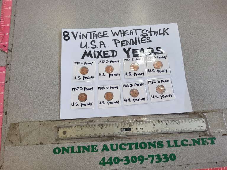 8 VINTAGE WHEAT PENNIES