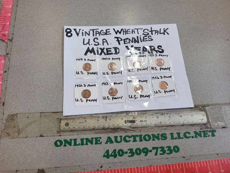 8 VINTAGE WHEAT PENNIES