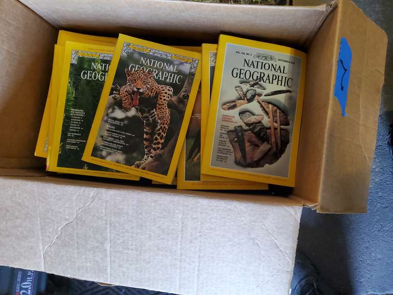 BOX OF NATIONAL GEOGRAPHIC MAGAZINES