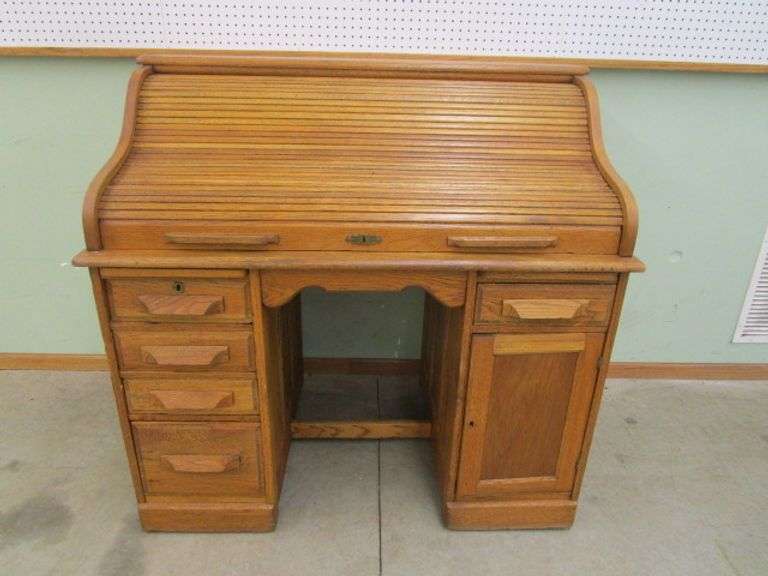 Oak S Curve Roll Top Desk