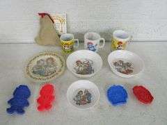 Raggedy Ann/Andy Bowls, Cups, Plate, Cookie Cutters