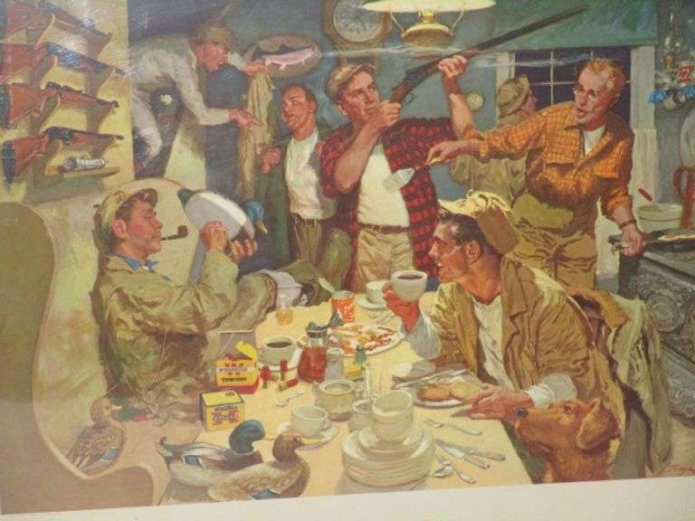 1954 Western-Winchester Hunting Cabin Scene Print