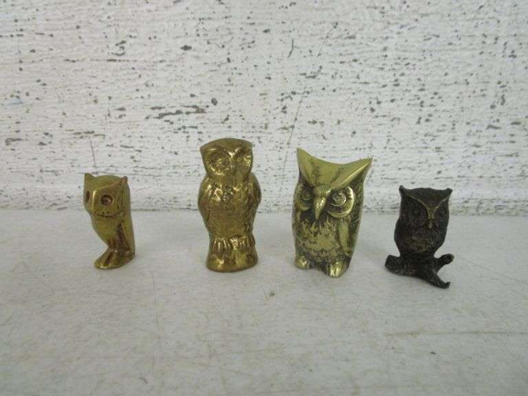 29 - Porcelain, Pottery, Brass & Wood Owl Figurines
