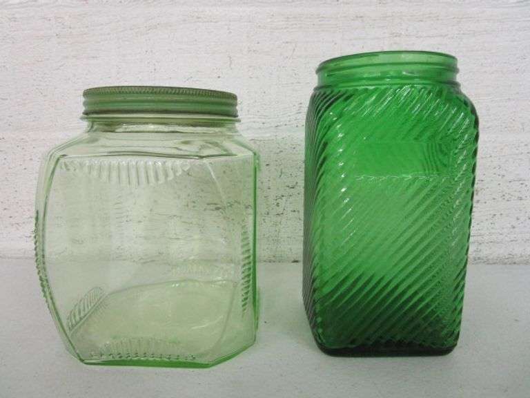 Light Green & Dark Green Canisters - Oberman Auctions