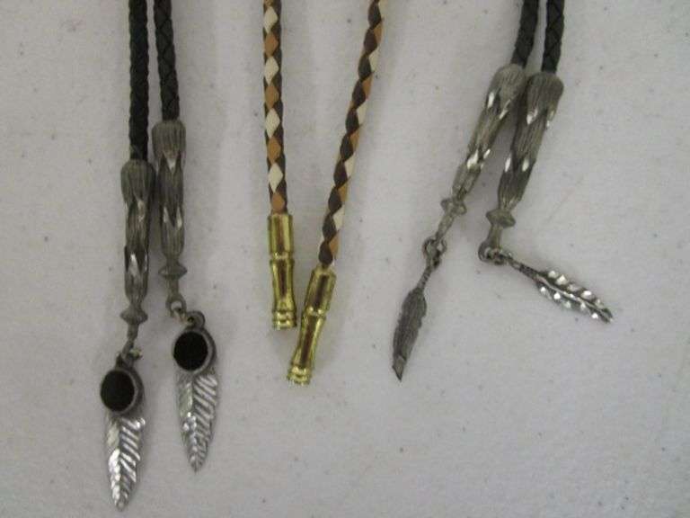 6 - Western Style Belt Buckles & 3 - Bolo Ties