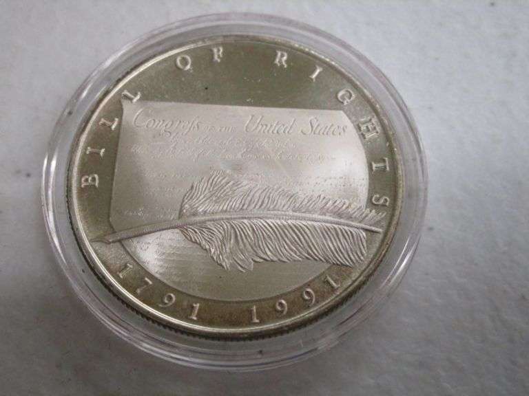 Bill Of Rights 200th Anniversary 1 Ounce .999 Fine Silver Medallion w/Case