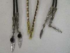 6 - Western Style Belt Buckles & 3 - Bolo Ties