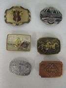 6 - Western Style Belt Buckles & 3 - Bolo Ties