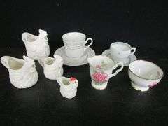 Chicken Measuring Cups, 2 - Cups w/Saucers, Berkeley Rose Cream & Sugar