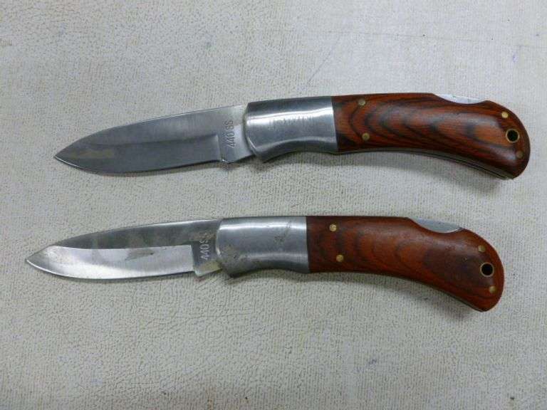 (2) Irwin 440 SS Lock Blade Pocket Knives - 7.5" L Total Length