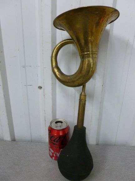 Large Vintage Brass Trolley Horn - 16.5" L