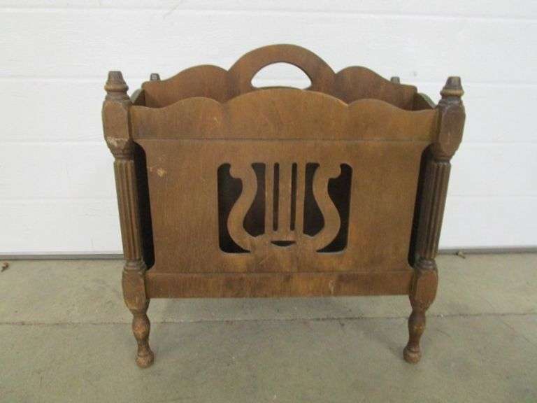 Magazine Rack Cut Out Maple Magazine Rack w/Lyre Cut Out - Oberman Auctions