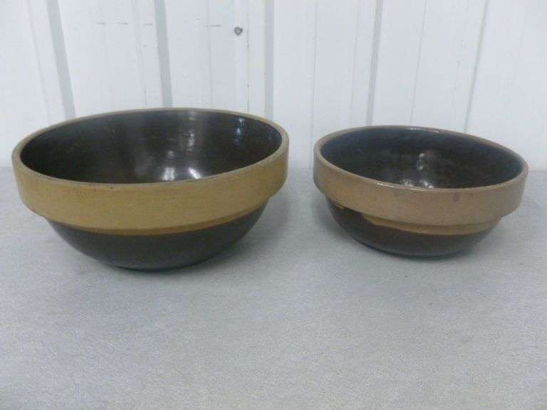 Group Of (2) Vintage Crock Bowls