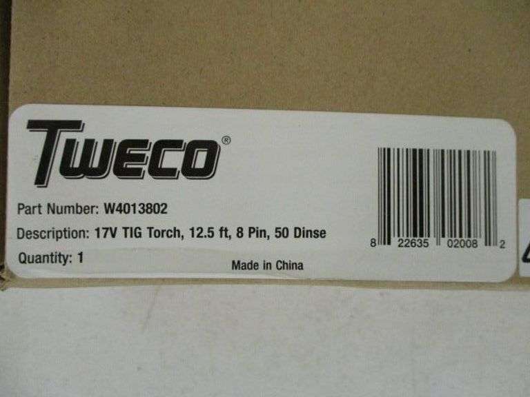 Tweco 17V Tig Torch, 12.5 Ft., 8 Pin, 50 Dinse - New - Oberman Auctions