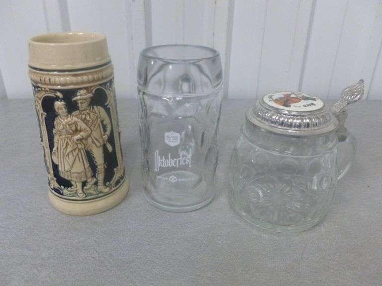 Group Of (3) Collectible Beer Steins / Oktoberfest Mug