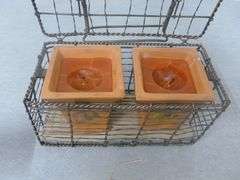 New Autumn Harvest Candle Set With Metal Carry Basket