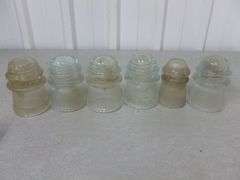 (6) Antique Glass Insulators - Hemingray