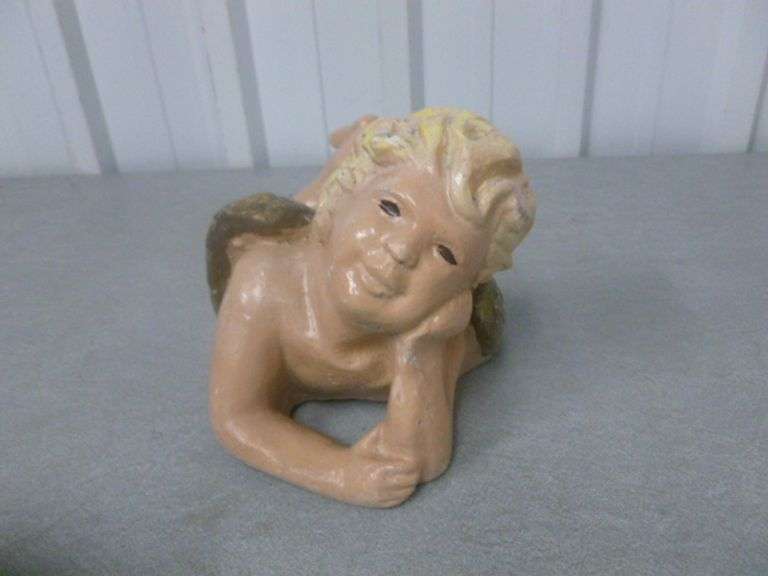 Vintage Cement Angel Rock Garden Decoration