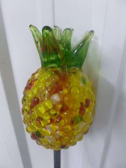 Hand Blown Glass Rock Garden Solar Light - 30" L