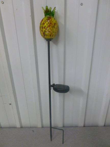 Hand Blown Glass Rock Garden Solar Light - 30" L