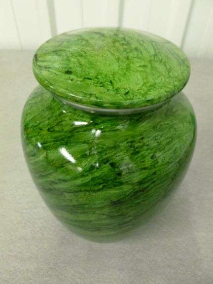 New Green Cast Aluminum Engravable Urn - 8.5" H