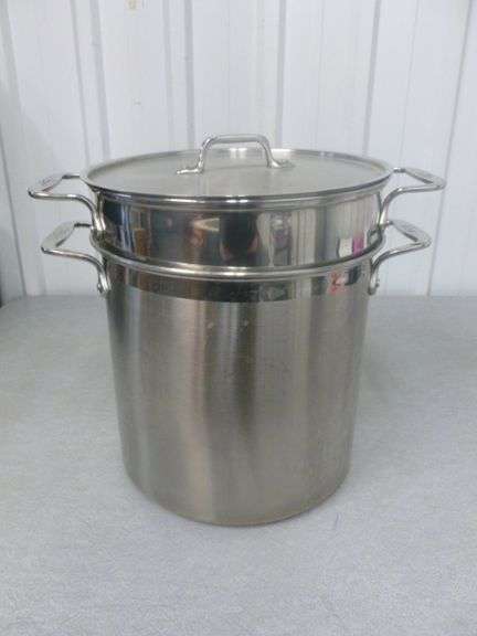 Nice All-Clad (3) Piece Heavy Gauge Stainless Steel Pasta / Soup Kettle With Lid