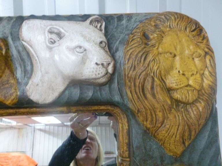 Beautiful Large - African Safari Themed - Hand Carved Wood Framed Mirror