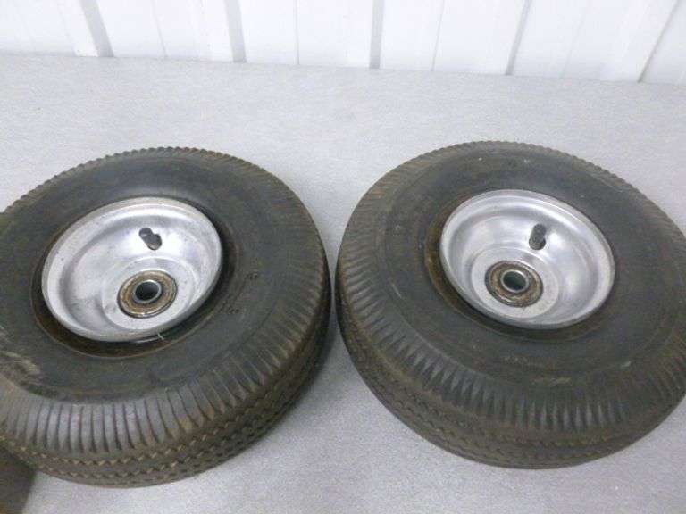 (2) Rim Mounted Utility Cart Tires - 4.10 / 3.50-4