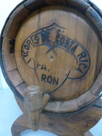 Vintage Ron Magallanes - Wooden Wine Barrel Server / On Wooden Stand