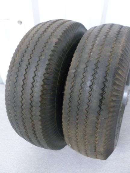 (2) Rim Mounted Utility Cart Tires - 4.10 / 3.50-4