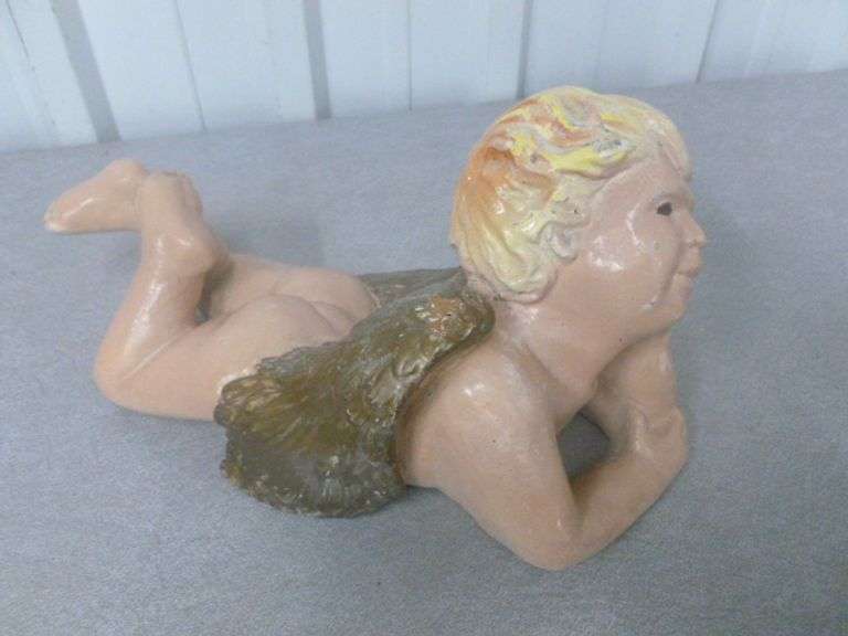 Vintage Cement Angel Rock Garden Decoration