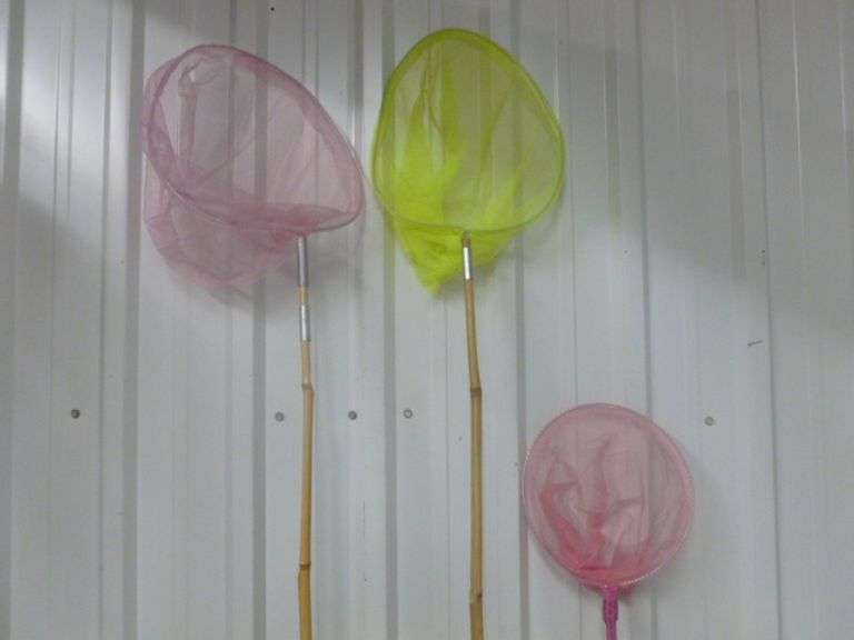 (3) Bamboo Handled Butterfly Nets - 32 & 48"