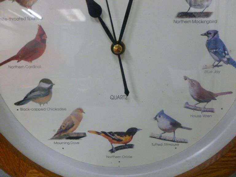 Wood Framed Bird Clock - 13" Diameter