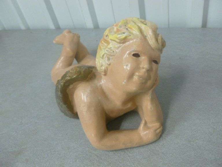 Vintage Cement Angel Rock Garden Decoration