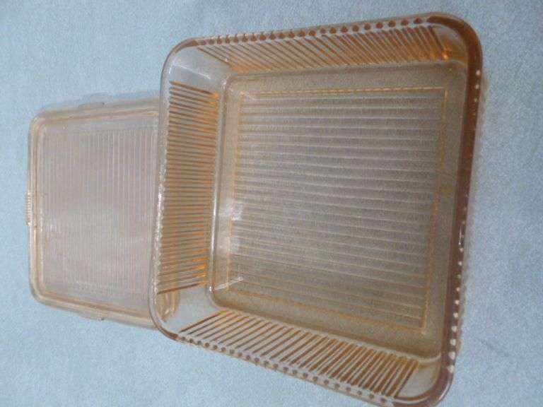 Vintage Pink Glass Refrigerator Dish With Lid