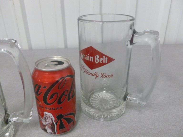 (2) Collectible Grain Belt - Large Size Glass Beer Mugs