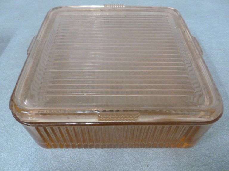 Vintage Pink Glass Refrigerator Dish With Lid