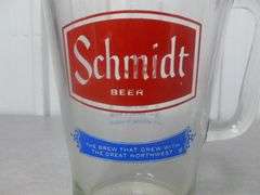 Vintage Schmidt Beer - Stiftungsfest Young America Glass Pitcher - 9" H