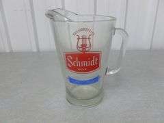 Vintage Schmidt Beer - Stiftungsfest Young America Glass Pitcher - 9" H