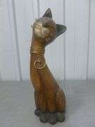 Nice Hand Carved Wooden Cat Mantle Decoration - 15.5" H