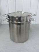 Nice All-Clad (3) Piece Heavy Gauge Stainless Steel Pasta / Soup Kettle With Lid