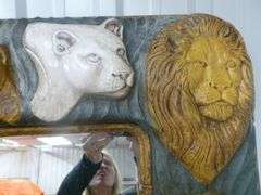 Beautiful Large - African Safari Themed - Hand Carved Wood Framed Mirror