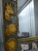 Beautiful Large - African Safari Themed - Hand Carved Wood Framed Mirror