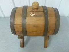 Vintage Ron Magallanes - Wooden Wine Barrel Server / On Wooden Stand
