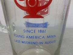 Vintage Schmidt Beer - Stiftungsfest Young America Glass Pitcher - 9" H