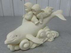 Collectible Department 56 - Snow Babies - " Ride The Wave " Figurine